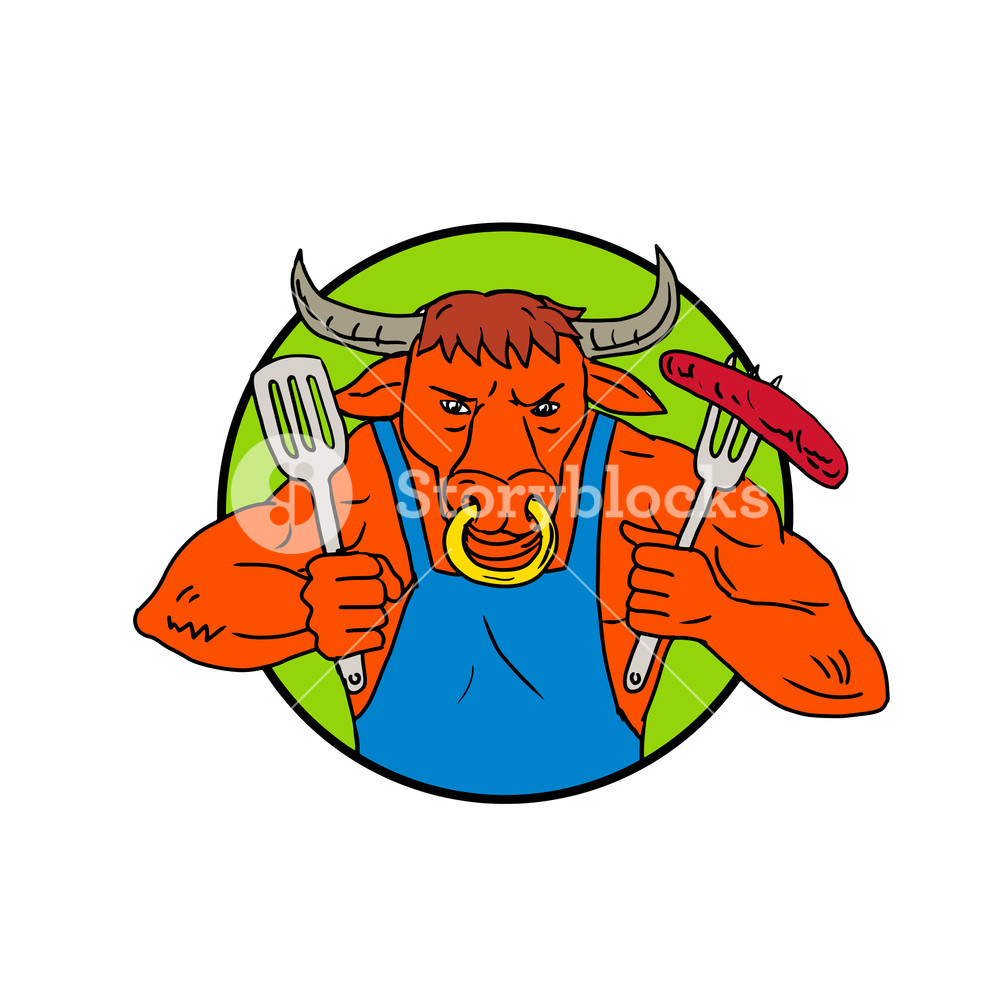 1000x1000 Drawing Sketch Style Illustration Of A Cartoon Texas Longhorn Bull - Cartoon Bull Drawing