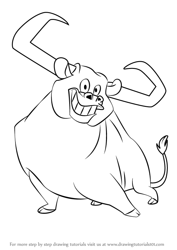 596x842 Learn How To Draw Toro The Bull From Looney Tunes - Cartoon Bull Drawing