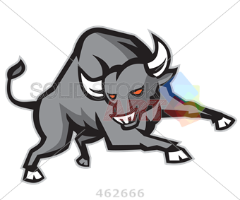 340x283 Stock Illustration Of Cartoon Drawing Of Charging Bull With Red - Cartoon Bull Drawing