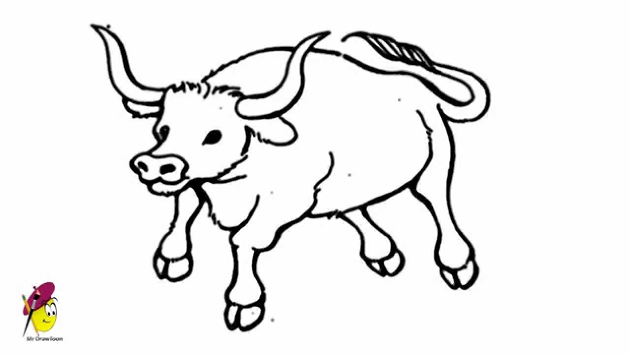 1280x720 Bull - Cartoon Bull Drawing