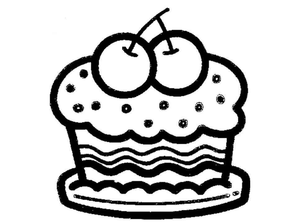 960x720 Cartoon Birthday Cake Outline - Cartoon Cake Drawing