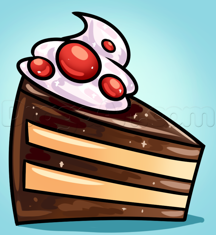 724x787 How To Draw Chocolate Cake, Step - Cartoon Cake Drawing