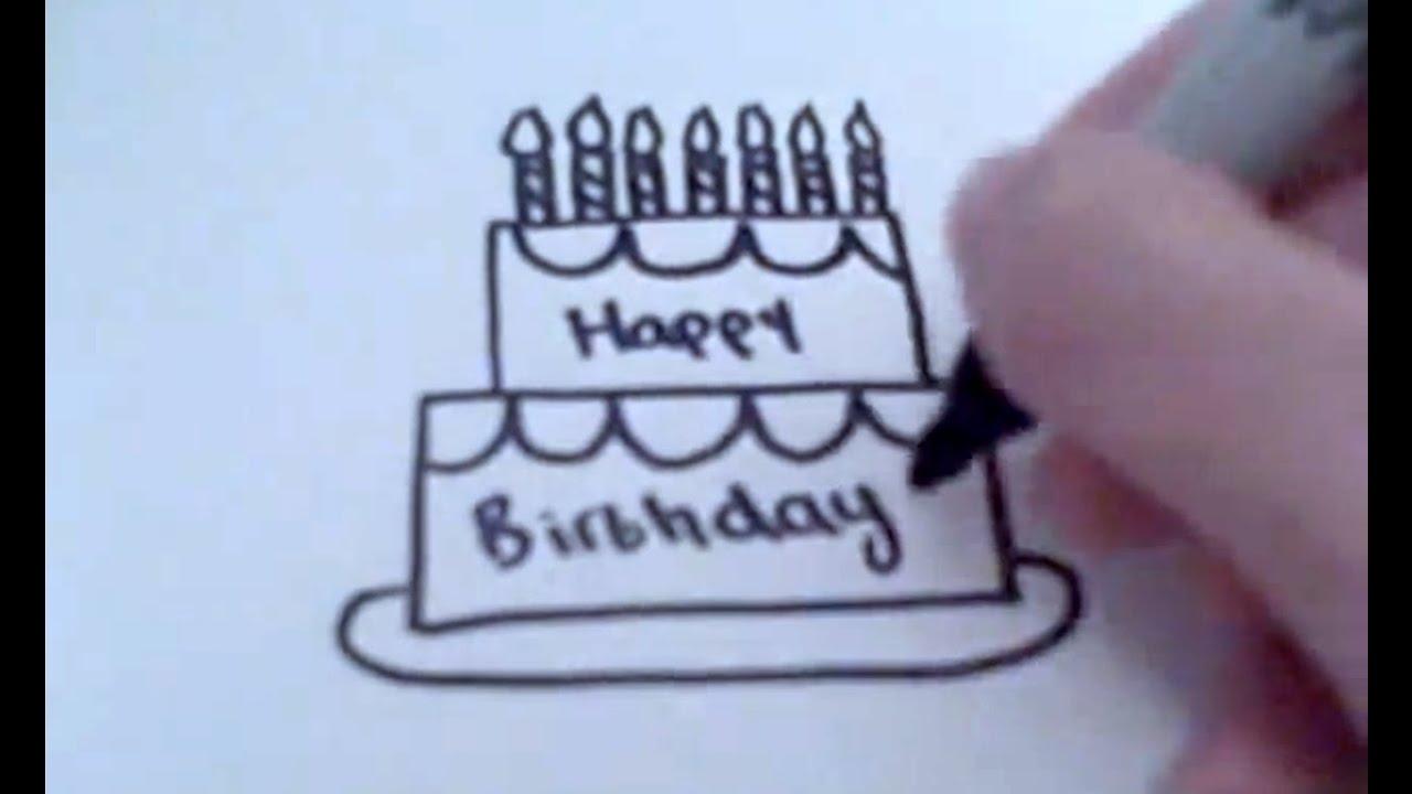 1280x720 How To Draw A Cartoon Birthday Cake - Cartoon Cake Drawing