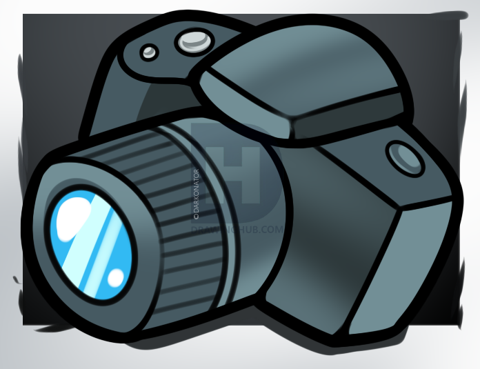 696x535 How To Draw A Camera, Step - Cartoon Camera Drawing