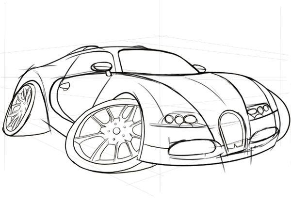600x419 How To Draw, Ink And Colour A Cartoon Car In Adobe Photoshop - Cartoon Car Drawing