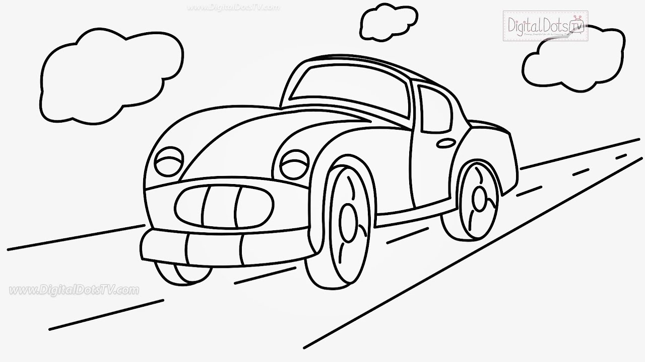 1280x720 How To Draw Cartoon Car Step - Cartoon Car Drawing