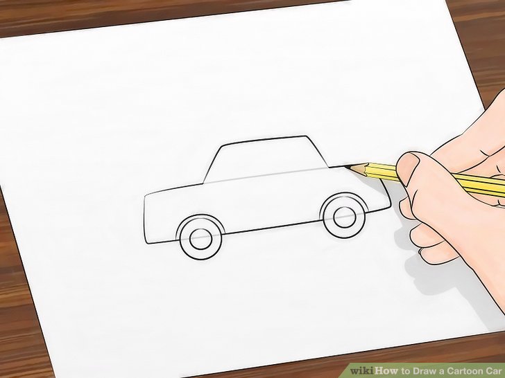 728x546 How To Draw A Cartoon Car Steps - Cartoon Car Drawing