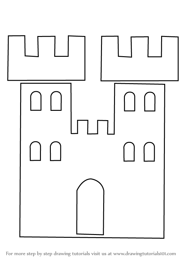 597x844 Learn How To Draw A Castle Tower For Kids - Cartoon Castle Drawing