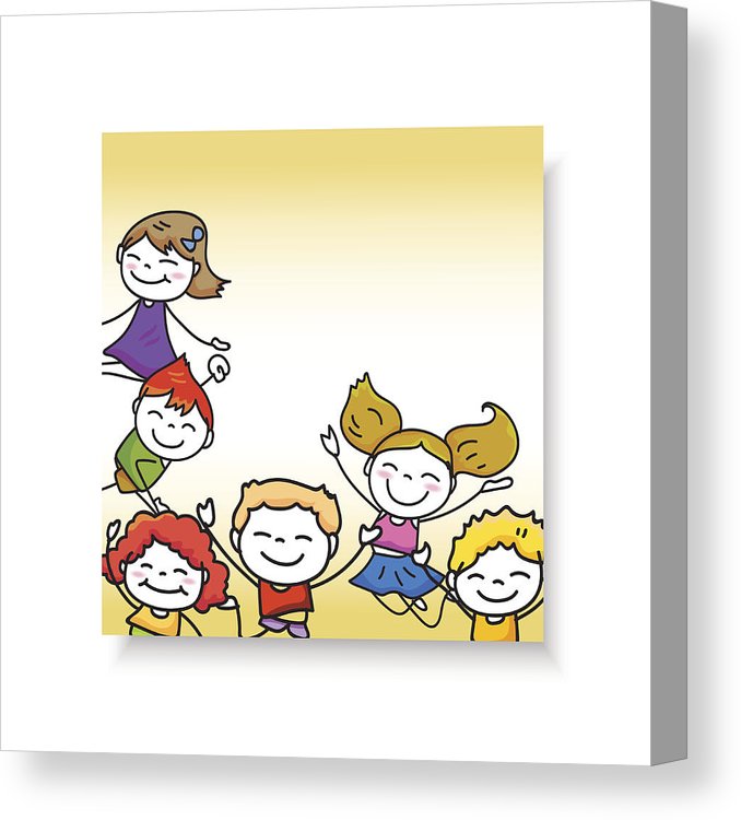 678x750 happy kids hand drawing cartoon character boys and girls jumping - Cartoon Character Drawing For Kids