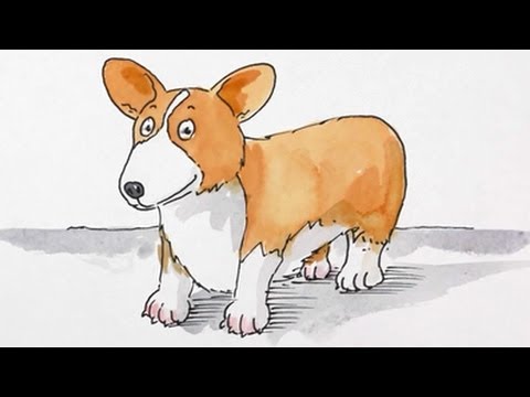 480x360 how to draw a cartoon corgi - Cartoon Corgi Drawing