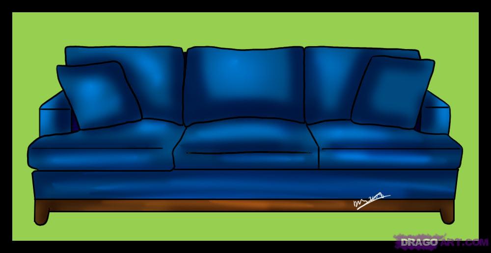 1000x516 how to draw a couch, step - Cartoon Couch Drawing