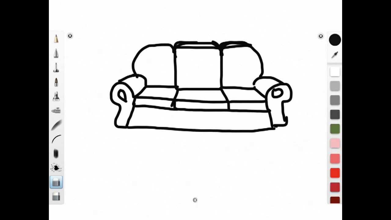 1280x720 How To Draw A Simple Cartoon Sofa - Cartoon Couch Drawing