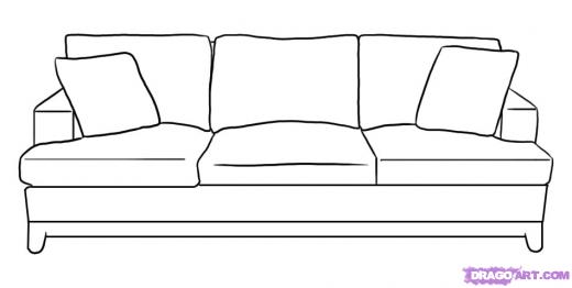 520x262 step how to draw a couch - Cartoon Couch Drawing