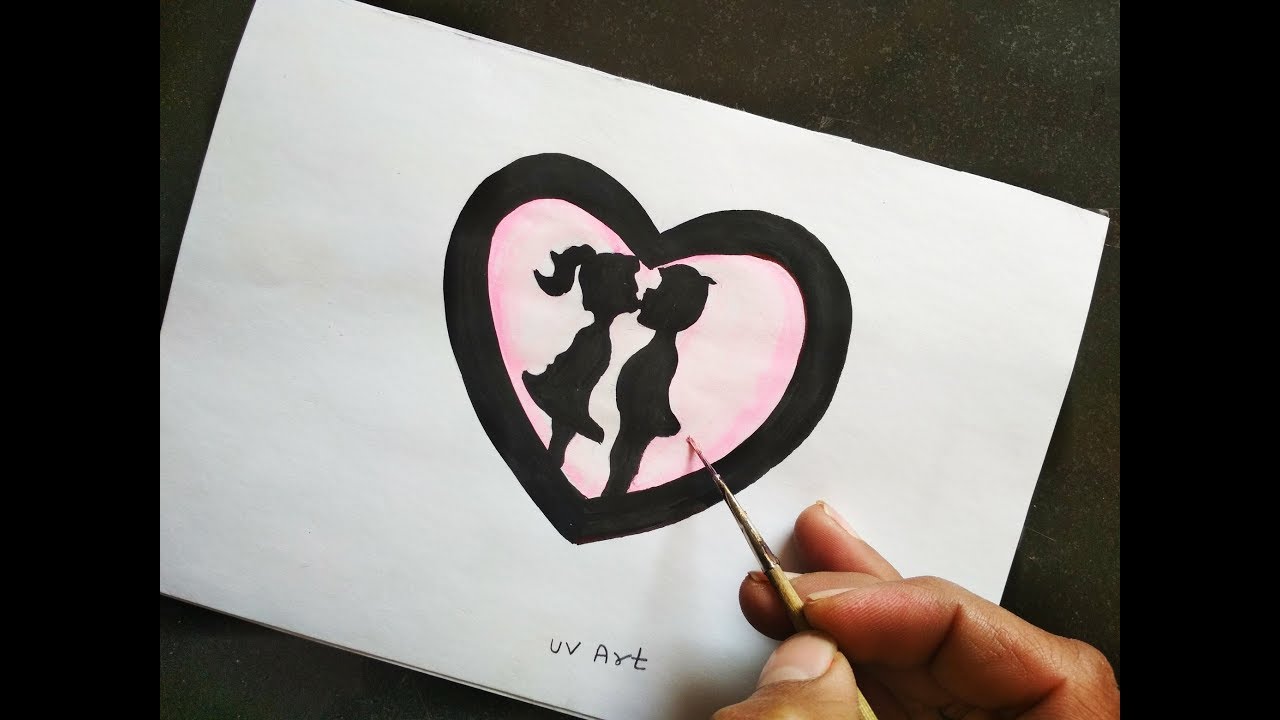 1280x720 How To Draw Heart Kissing Cartoon Couple Drawing For Valentine - Cartoon Couple Drawing