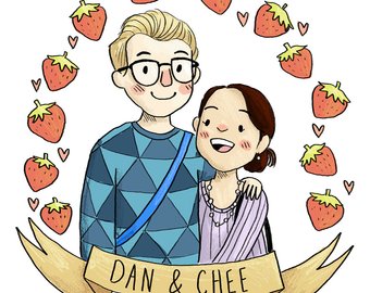 340x270 Couple Drawing Etsy - Cartoon Couple Drawing