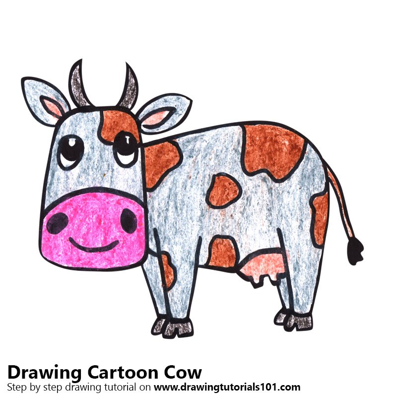 800x800 Learn How To Draw A Cartoon Cow - Cartoon Cow Drawing