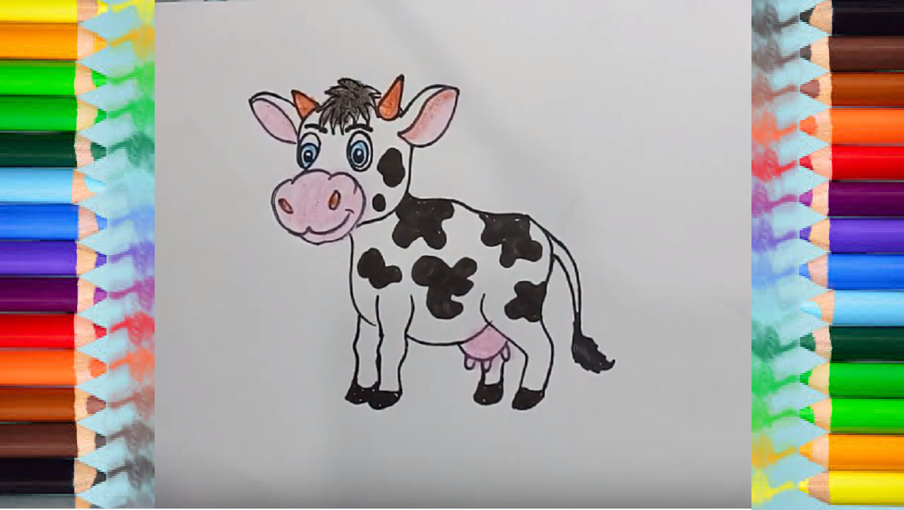 1280x722 How To Draw A Cute Cartoon Cow Step - Cartoon Cow Drawing
