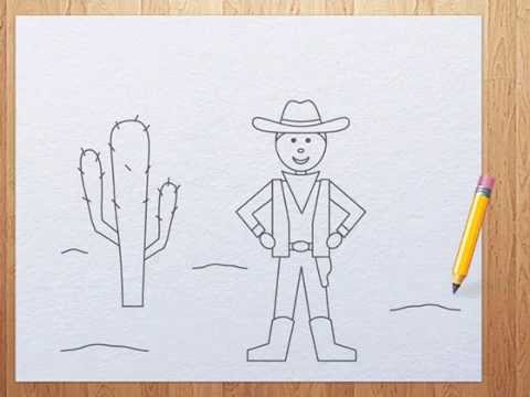 480x360 How To Draw A Cowboy Step - Cartoon Cowboy Drawing
