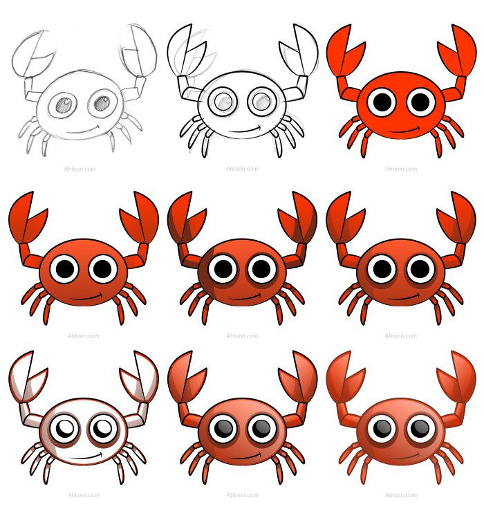 700x749 Draw This Adorable Cartoon Crab Using A Simple Tutorial I - Cartoon Crab Drawing
