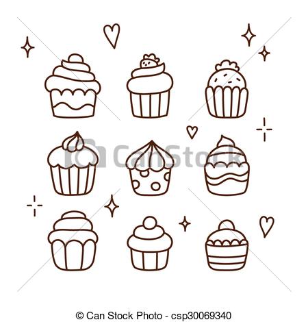 450x470 Cupcake Doodles - Cartoon Cupcake Drawing