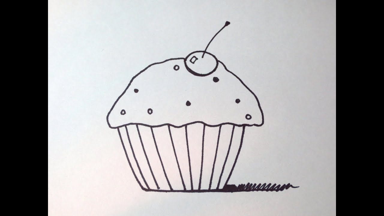 1280x720 How To Draw A Cartoon Cupcake - Cartoon Cupcake Drawing
