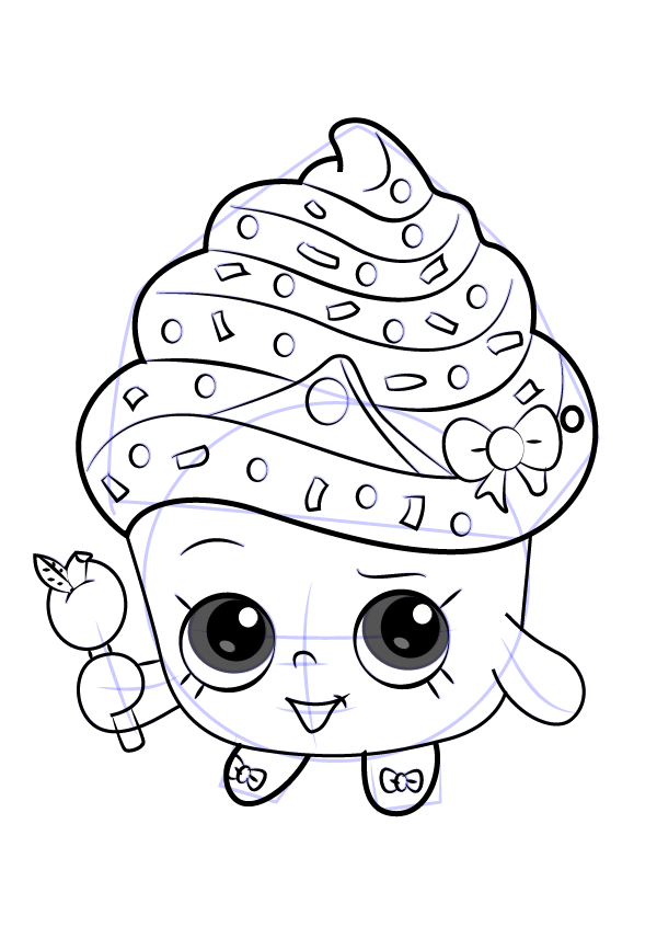 600x846 How To Draw Shopkins Step - Cartoon Cupcake Drawing