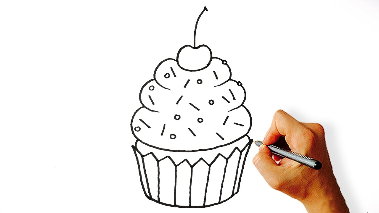 1280x720 How To Draw A Cartoon Cupcake Easy - Cartoon Cupcake Drawing