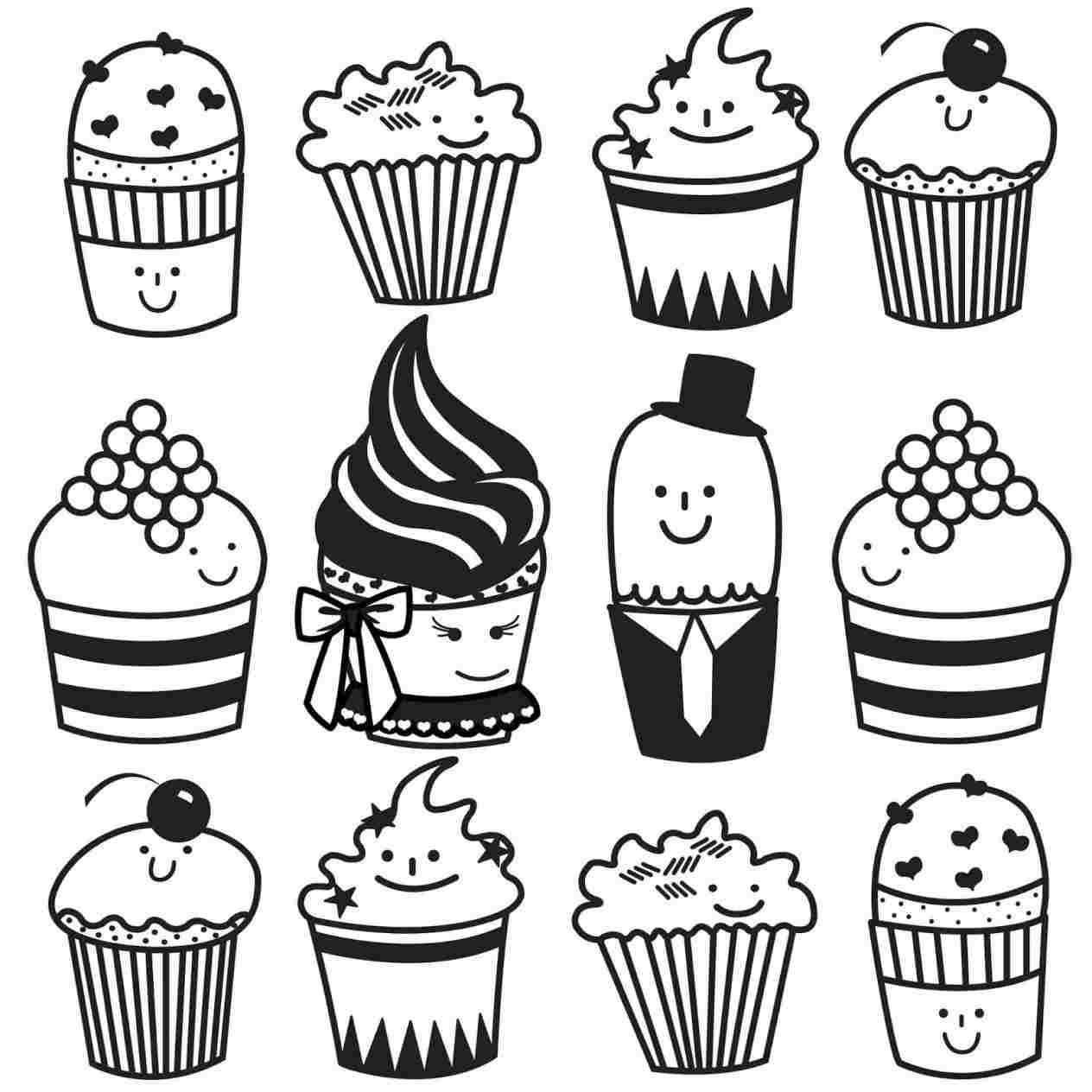 1264x1264 Cute Cupcake Drawing Steps - Cartoon Cupcake Drawing
