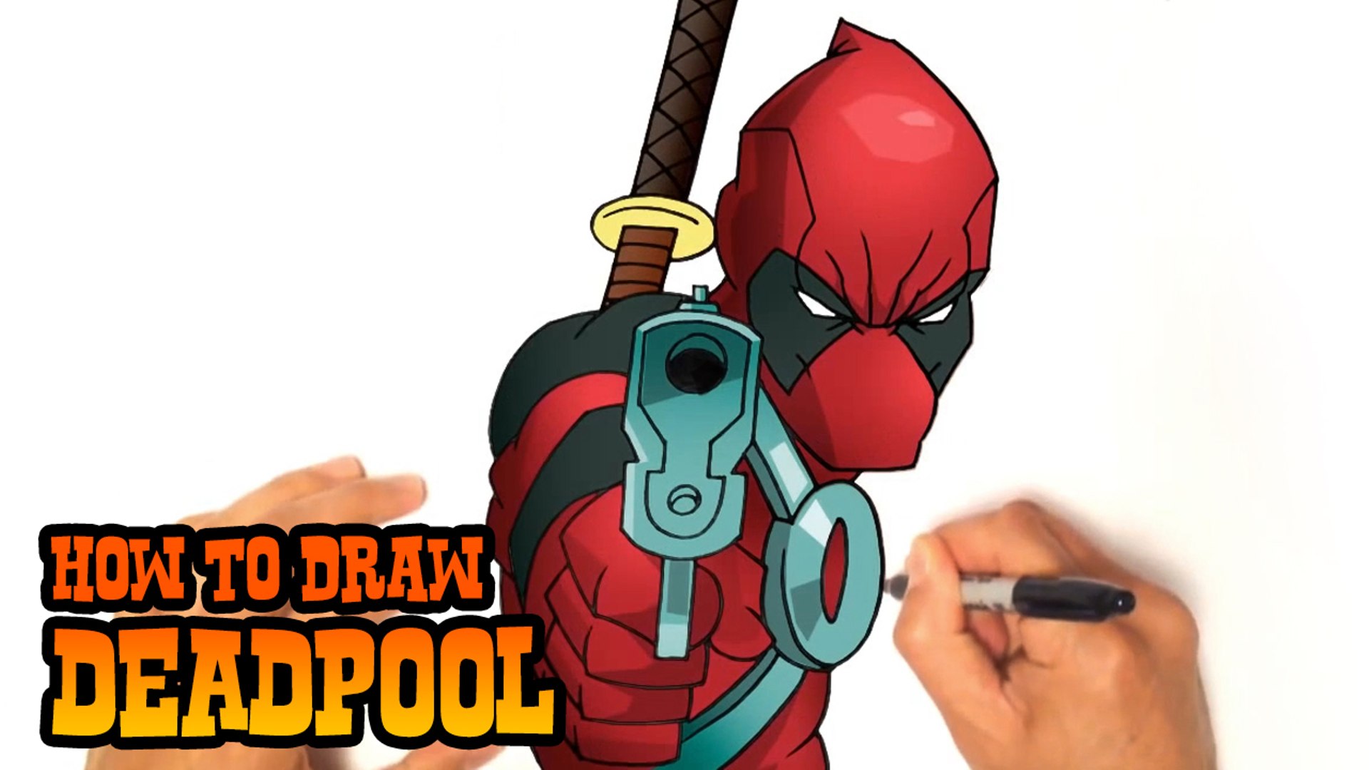 1920x1080 How To Draw Deadpool Step - Cartoon Deadpool Drawing