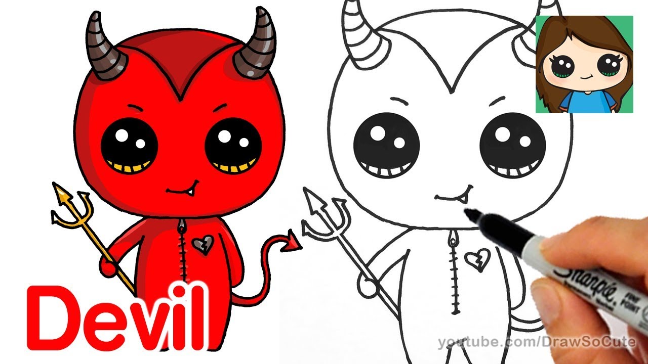 1280x720 How To Draw A Devil Cute And Easy - Cartoon Devil Drawing