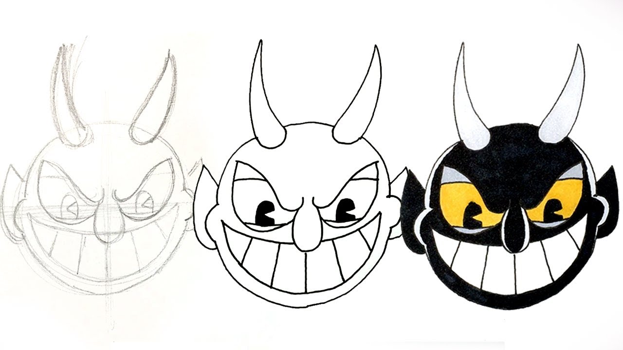 1280x720 How To Draw The Devil From Cuphead Step - Cartoon Devil Drawing