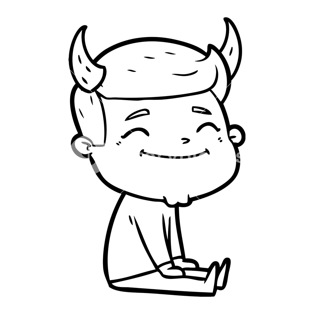 1000x1000 Happy Cartoon Man With Devil Horns Royalty Free Stock Image - Cartoon Devil Drawing