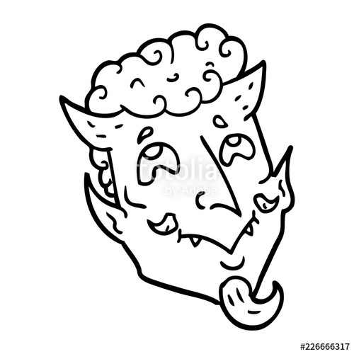 500x500 Line Drawing Cartoon Devil Face Stock Image And Royalty Free - Cartoon Devil Drawing