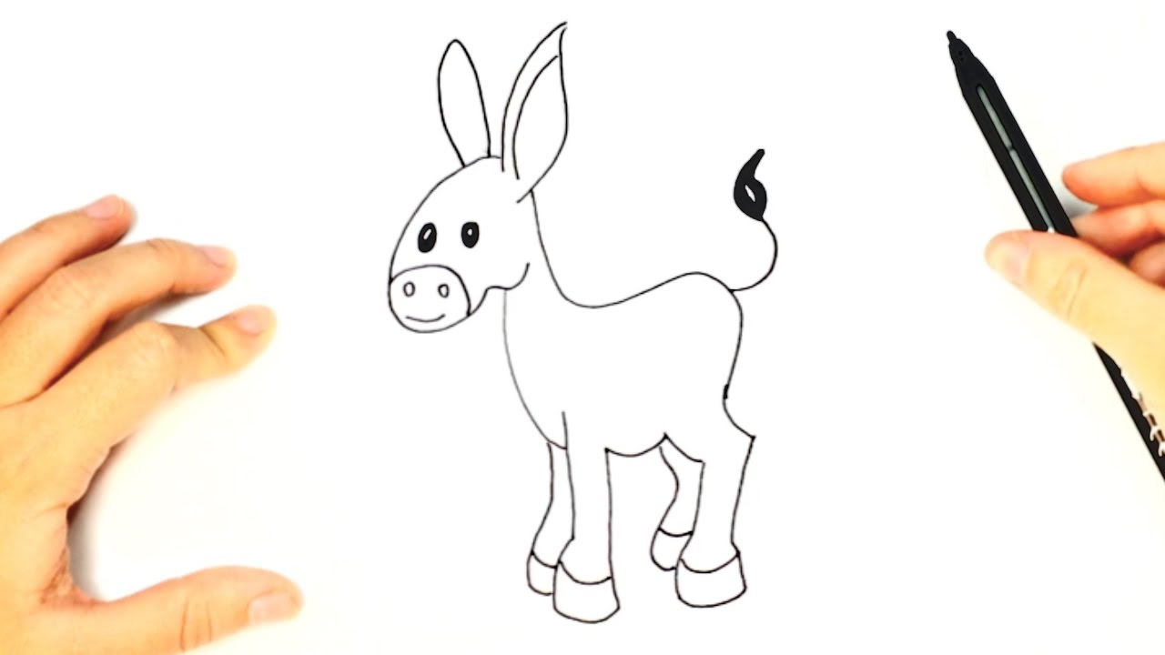 1280x720 How To Draw A Donkey For Kids Donkey Easy Draw Tutorial - Cartoon Donkey Drawing