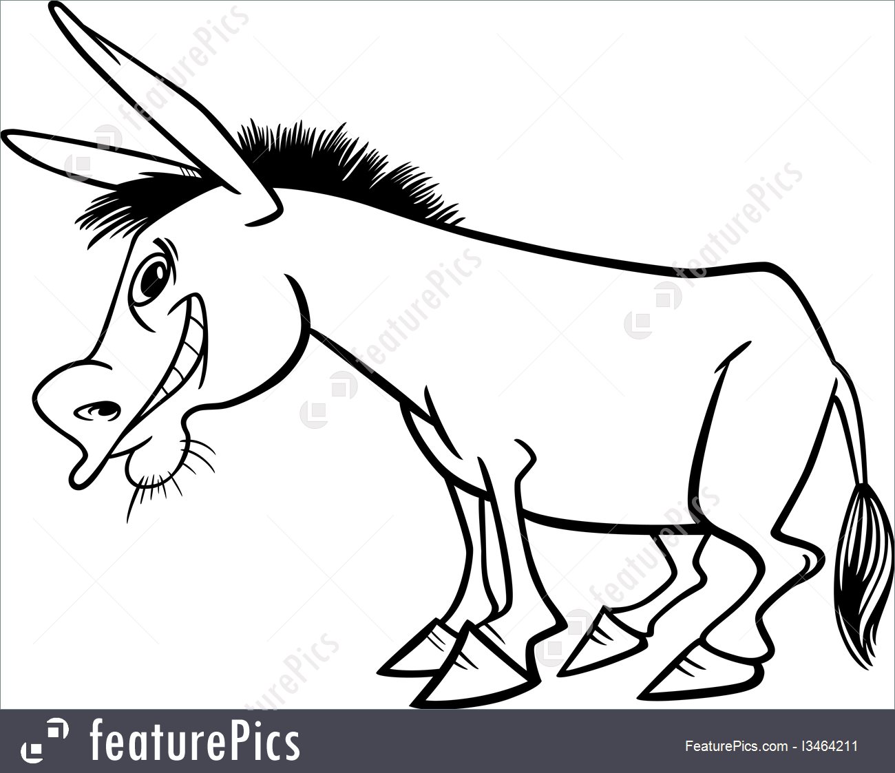 1300x1123 Illustration Of Cartoon Donkey For Coloring Book - Cartoon Donkey Drawing