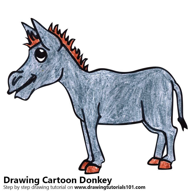 800x800 Learn How To Draw A Cartoon Donkey - Cartoon Donkey Drawing