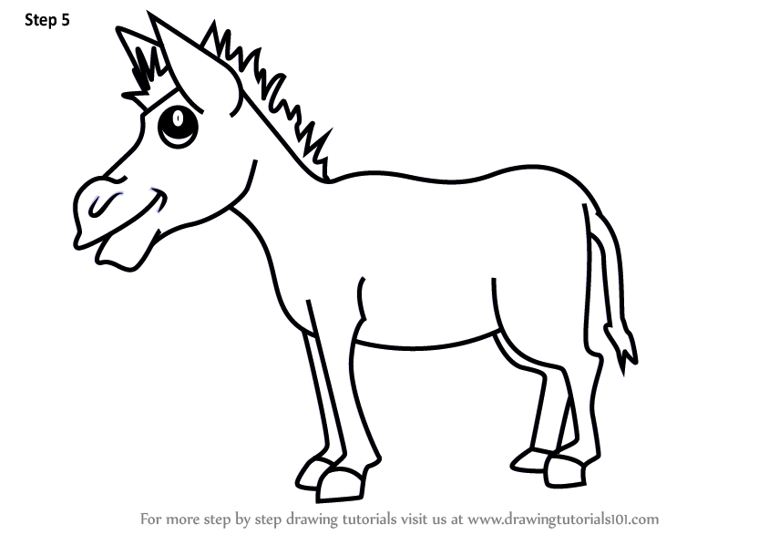 844x598 Learn How To Draw A Cartoon Donkey - Cartoon Donkey Drawing