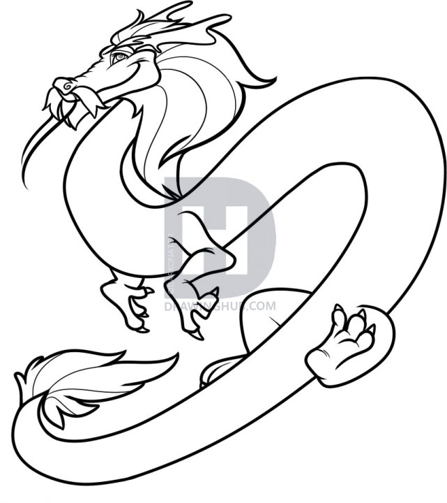 641x720 How To Draw A Cartoon Chinese Dragon, Step - Cartoon Dragon Drawing