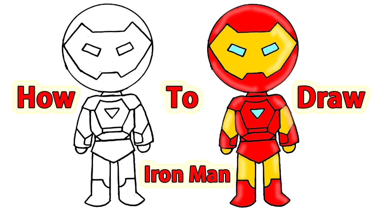 1280x720 How To Draw A Cartoon Ironman Cute Kids Art Lesson - Cartoon Drawing Art