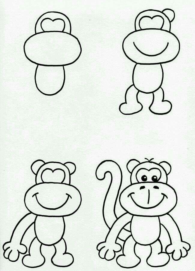 650x900 How To Draw Monkey How To Draw Drawings, Monkey Drawing, Art - Cartoon Drawing Art