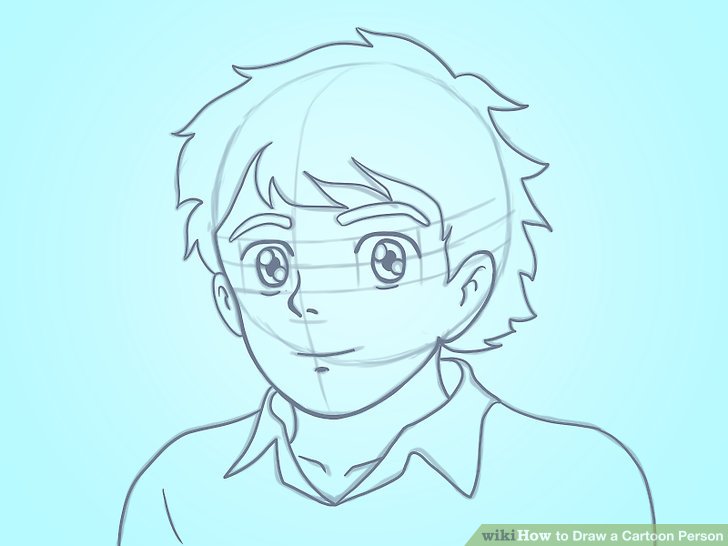 728x546 How To Draw A Cartoon Person Steps - Cartoon Drawing Boy