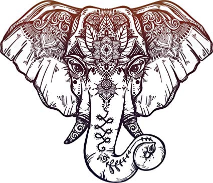 425x365 Red Purple Mandala Elephant Cartoon Pen Art Vinyl - Cartoon Drawing Elephant