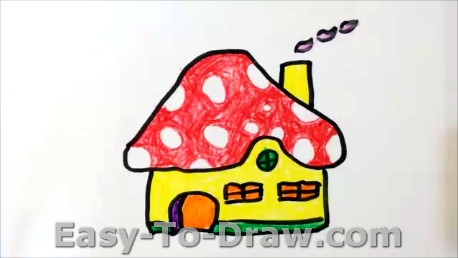 458x258 How To Draw A Cartoon Mushroom House For Kids Easy - Cartoon Drawing For Kids