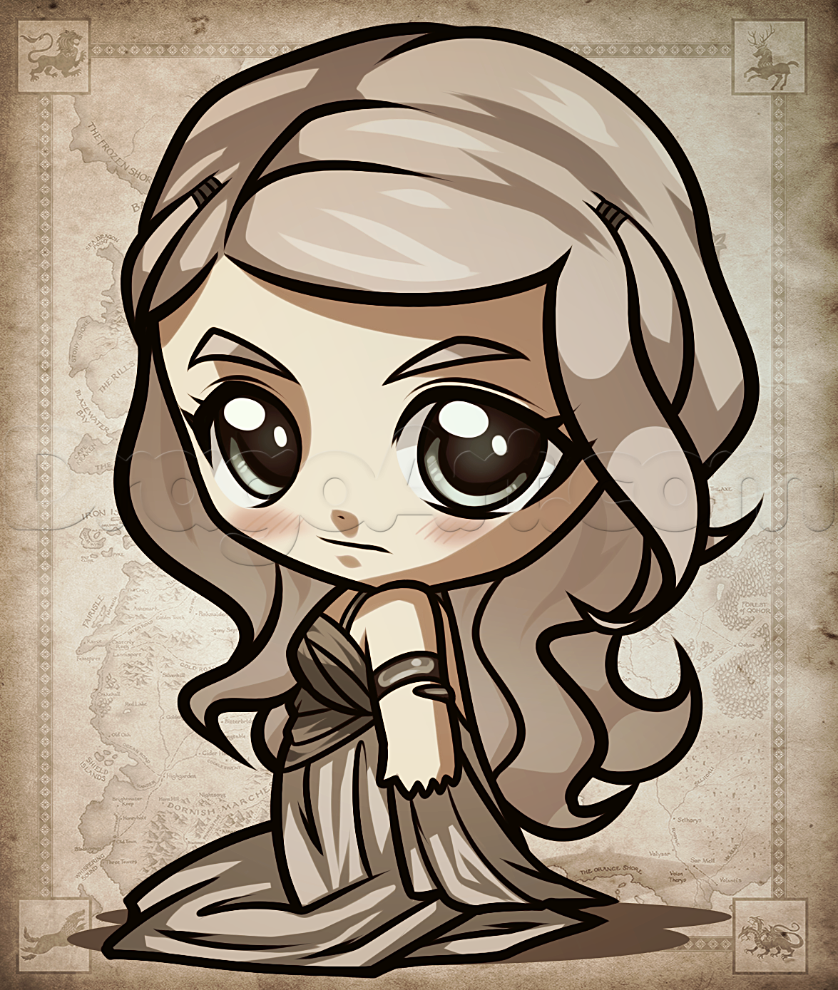 1175x1389 how to draw chibi daenerys from game of thrones olivia - Cartoon Drawing Games