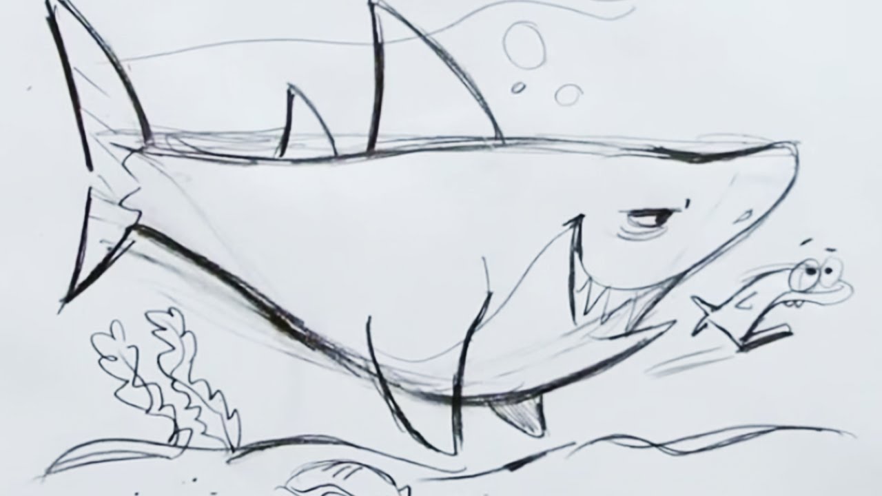 1280x720 How To Draw A Cartoon Shark - Cartoon Drawing Images