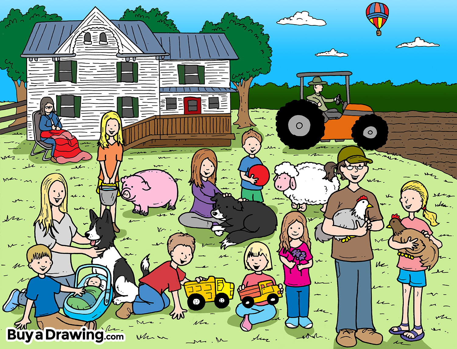 1500x1144 Cartoon Drawing Gift For A Babysitter On The Farm - Cartoon Drawing Of A Farm