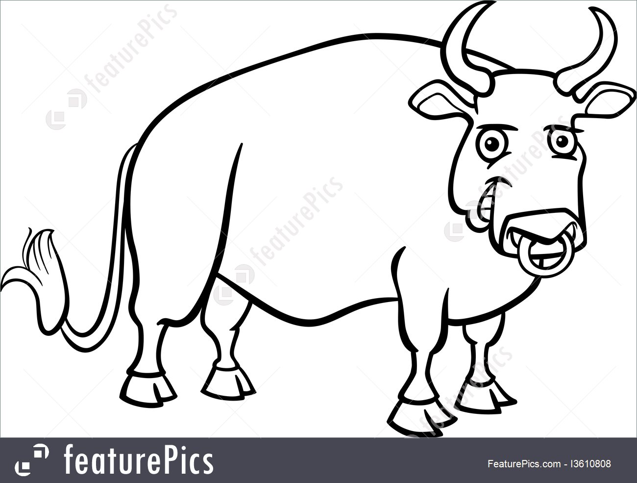 1300x985 Farm Bull Cartoon For Coloring Book Illustration - Cartoon Drawing Of A Farm