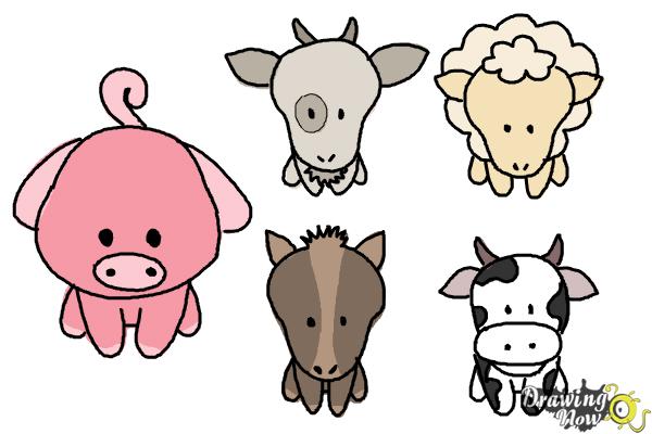 600x400 How To Draw Farm Animals For Kids - Cartoon Drawing Of A Farm