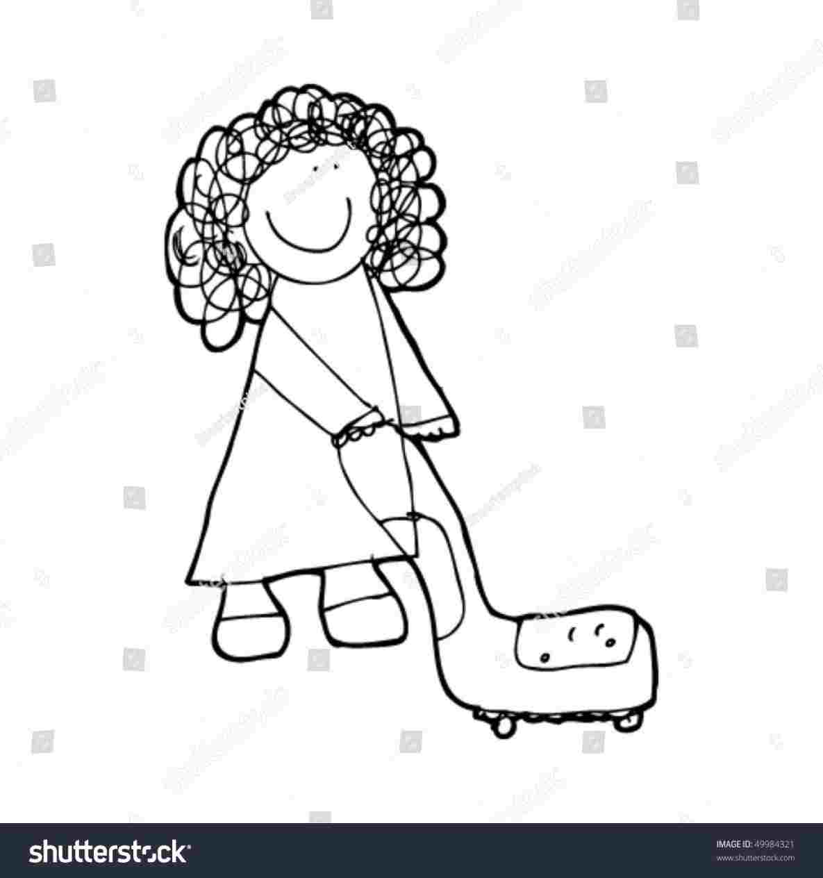 1185x1264 childs cartoon drawing of a person vcuuming stock vector roylty - Cartoon Drawing Of A Person