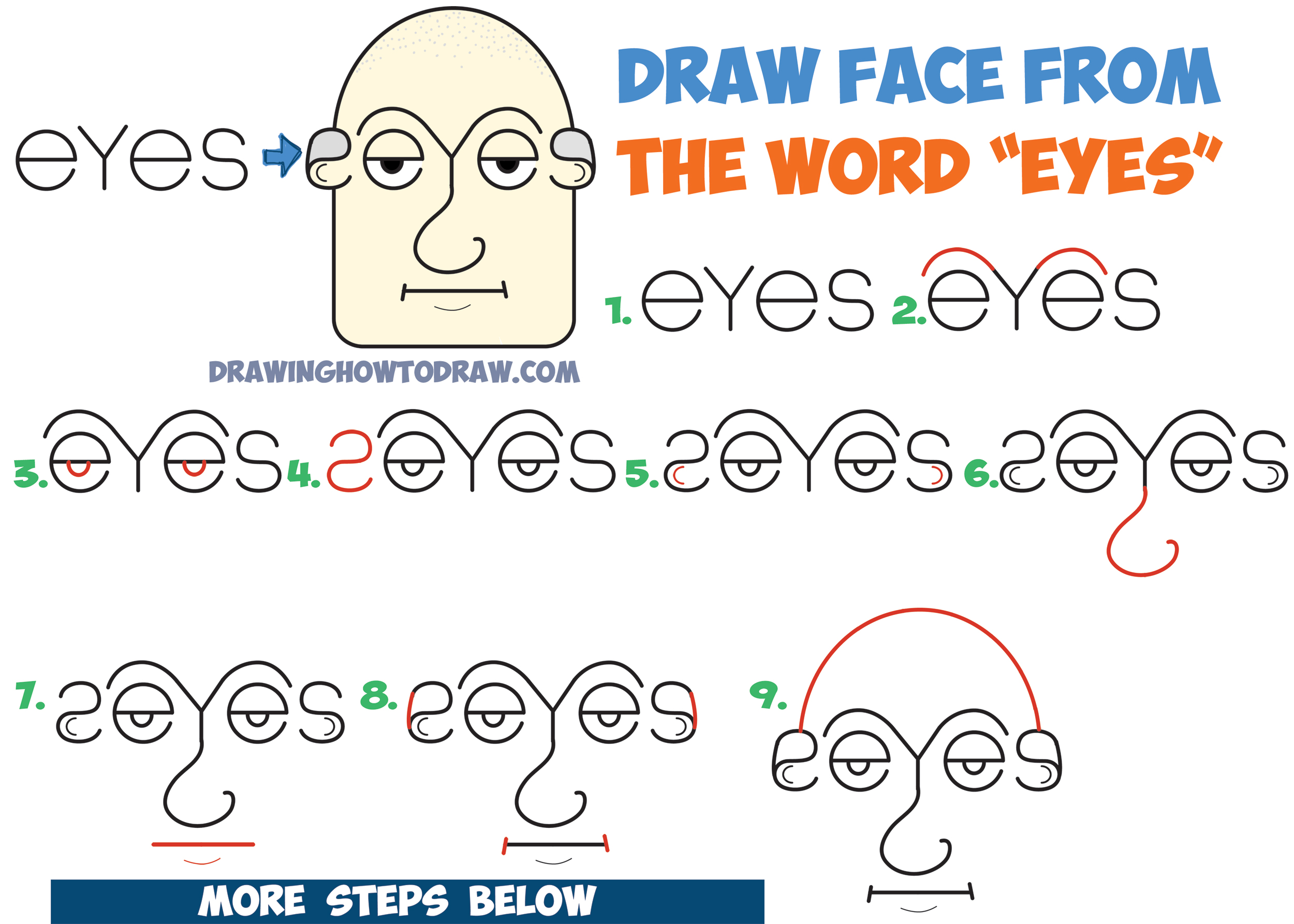 2500x1786 How To Draw Old Man's Face Head From The Word Eyes In Easy - Cartoon Drawing Of An Old Man